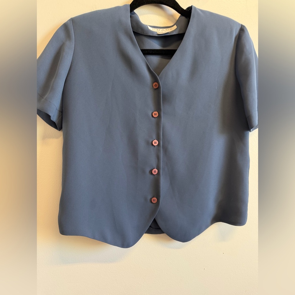 Vintage Chaus Women's Petite Slate Button-Down Shirt Size 4